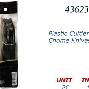 43623 - 16091  Plastic Cultlery Chome Knives 12CT