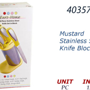 40357 - KG82-MU  Mustard - 6 Pc Stainless Steel Knife Block