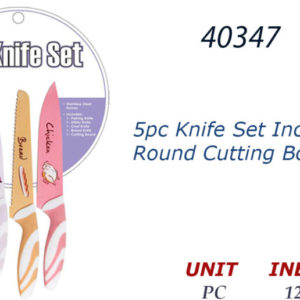 40347 - KG85  5pc Knife Set Including Round Cutting Board
