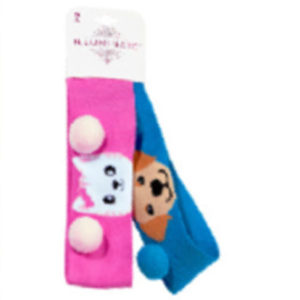 32681 - 324439HW   2pcs Animal Pom Pom Headwraps Kitty & Puppy White