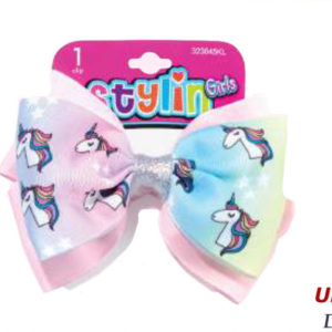 32580 - 323045KL  1pc Grosgrain Bow W/Printed Unicorns