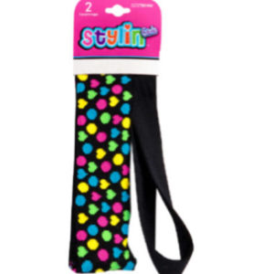 31654 - 323756HW   2pcs Headwraps , pc Hearts Printed & 1pc Solid Color