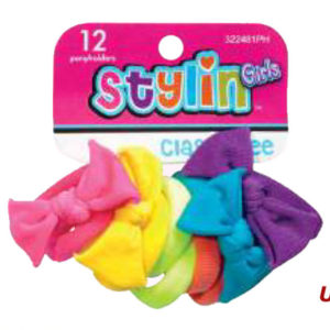 32079 - 322481PH    10pc Terry Ponyholders w/ 4 Bows Stylin Girls