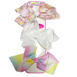 32735 - 323597KL  3pk Jumbo Bows 1 Solid Unicorn 1 Rainbow