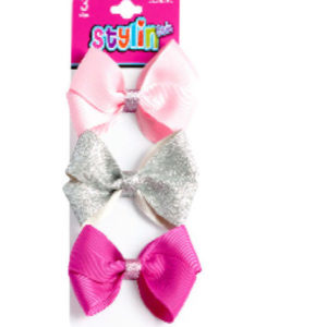 32116 - 323083KL   3pcs Small Bow Salon Clip w/Glitter