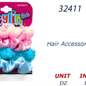 32411 - 324020KL  1pc Metal Salon Clip W/Grosgrain & Organza W/Sequin Bow