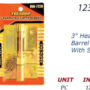 12318 - HW-7720  3" Heavy Duty Barrel Bolt with Screws