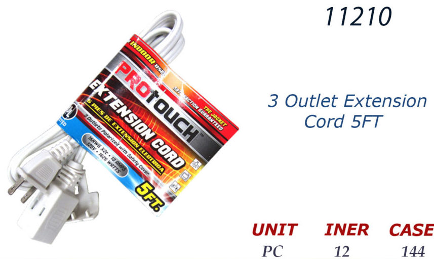 11210 CH90095 5FT Extension Cord White Ramsey Distributors