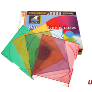 55300 - TS-3133-3  4 Slim CD Jewel Cases, Assorted Colors
