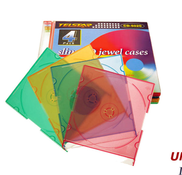 55300 TS31333 4 Slim CD Jewel Cases, Assorted Colors Ramsey
