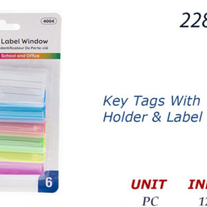 22873 - 4004   BAZIC Key Tags with Holder & Label Window