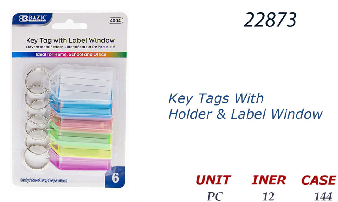 Bazic Key Tags with Holder & Label Window