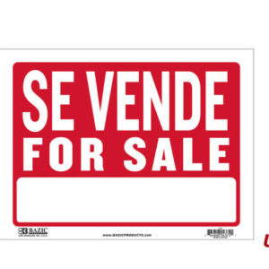 22759 - L-31  SIGN SE VENDE / FOR SALE 12" X 16"