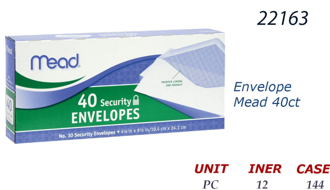 22163 75214 Mead Security Envelopes 40 10 Large Ramsey Distributors