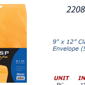 22080 - 525   9" x 12" Clasp Envelope (5/Pack).