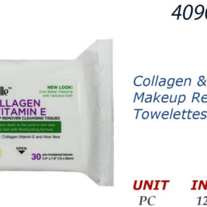 40905 - 0434  Epielle Collagen & Vitamin E Make-up Removing Cleansing Tissues, 30ct
