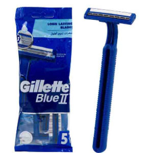 10200 - 19587 Gillette Blue II Chromium Coated Razor 5Pk