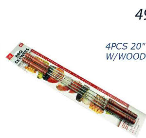 49229 - CH87290  4Pcs 20" BBQ Skewer W/Wooded Handle