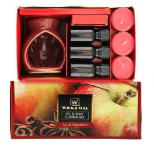 38045 - 82164 Candle / Oil &Wax Burner Set Apple Cinamon