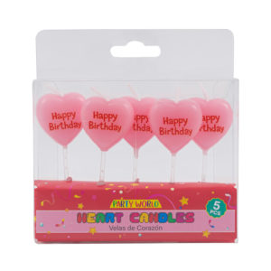 29298 - 72915 5pc Heart Candles-Pink/Red