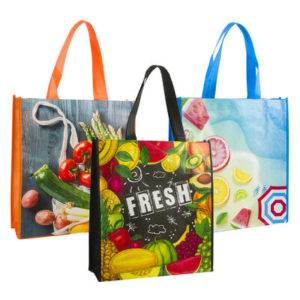 38078 - 73078 Laminated Reusable Tote Bag 3 Asst