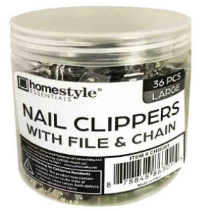 57308 - CH86301 36Pcs  Nail Clipper W/Chain in Jar