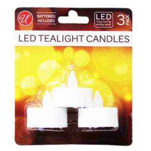 42605 - 26074    3PK BATTERY TEA LIGTHS WHITE