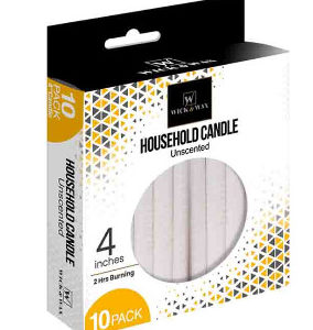 38034 - 96050  4"Household Candle White 10Ct