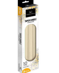 59031 - 96505  10' Taper Candle Ivory 3Pk