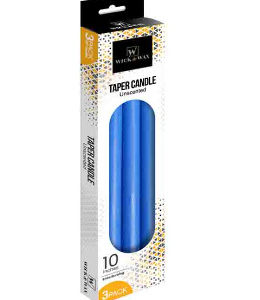 59032 - 96506  10' Taper Candle Blue 3Pk