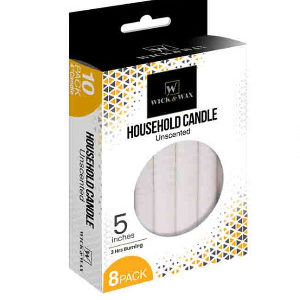 38030 - 96052  5'Household Candle White 8Ct