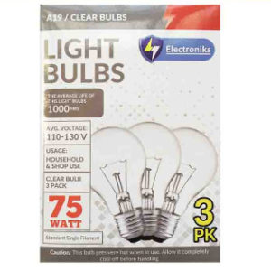 46891 - CH14005 3 Pack 75 W Bulbs Clear