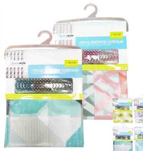 48671 - CV87764 Peva Shower Curtain W/Roller Rings