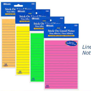 22206 - 5122 Lined Stick On Notes Neon 4 x 6  50Ct