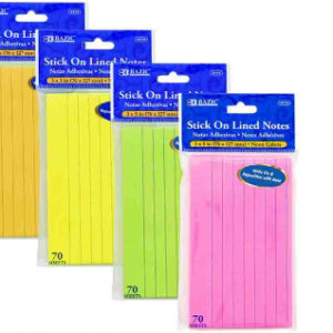 22799 - 5114 Lined Stick On Notes Neon 3 x 5  70Ct