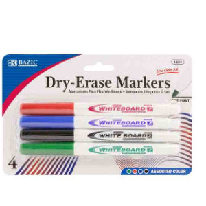 22258 - 1201 Fine Tip Assorted Color Dry-Erase Markers 4Pk