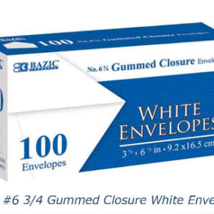 22119 - 5046 #6 3/4 Gummed Closure White Envelope 100pk