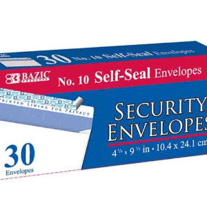 22221 - 5068 #10 Self-Seal Security Envelope 30Pk