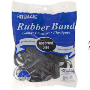 22166 - 6120 Assorted Sizes Black Color Rubber Bands