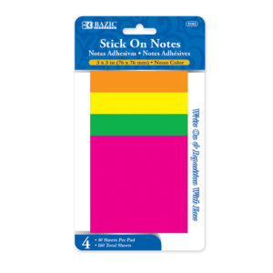 21727 - 5103 40CT 3"X3" NEON STICK ON NOTES 4PACK