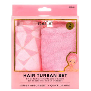 57252 - 69246 SHOWER TURBAN SET: GEOMETRIC/PINK